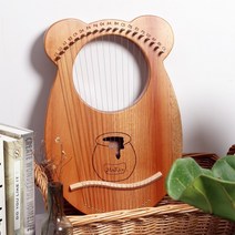 미니하프 리라 하프 악기 소형 휴대용, 특별 제공-19 음색-우드 컬러-귀여운 곰-싱글