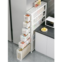 틈새 이동식 선반 보관 수납쟝 팬트리 트롤리, 폭22cm-2겹하이모델-투명