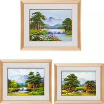 (진품) 국내 유명 화가분이 직접 그린 진품 생기 물 풍경화그림 액자 부자되는 배산임수 산수화 풍경 액자 풍수 유화 현관 거실 사업장 침실 사무실 풍수에좋은 소나무 그림, 6번 그림
