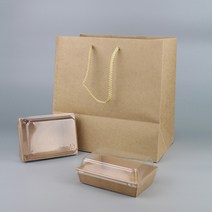 크라프트 도시락 종이쇼핑백 (10매) 2가지 사이즈 배달 테이크아웃 선물 상품포장 봉투, 1묶음(10매)