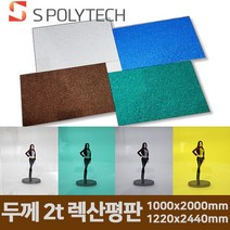 에스폴리텍 폴리카보네이트 렉산 평판 두께 2t/1000x2000mm/1220x2440mm 지붕 처마 썬라이트 테라스, 2t/1000mmx2000mm, 스모그