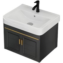 세면대하부장 건식 서랍형 스탠딩 욕실 세면장 하부 언더볼 세면대, 50CM 블랙 수도꼭지 + 블랙 미러