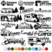 캠핑로고스티커1 자동차데칼스티커 캠핑카 카고트레일러 카라반꾸미기 아웃도어, 1개, 회색S