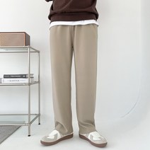 남자 하이스판 사계절 일자 와이드 밴딩 슬랙스 팬츠