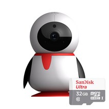 펭카 가정용 홈 IP네트워크 FULL HD 200만화소 CCTV 펭귄형 카메라 아기모니터, 펭카 + SD메모리 카드 32GB +벽부형 브라켓