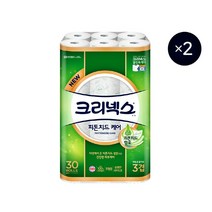 크리넥스 피톤치드 케어 3겹 롤화장지 휴지 27m 30롤 + 30롤