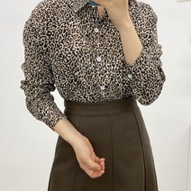 [무배 가을신상] 에셀 레오파드 베이직핏 카라 셔츠 블라우스(2color)