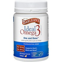 애견 오메가3 Barleans 아이디얼 오메가-3 피쉬 오일 소프트 1000mg EPA/DHA 배당 - 범위 등급 인증가능기간 오렌지 맛 60개입, [01] 60개(1팩)