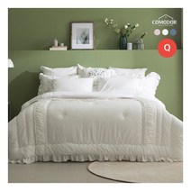 [꼬모도르] [Q]로즈가든 광목자수 침구 풀세트, 색상:스카이블루