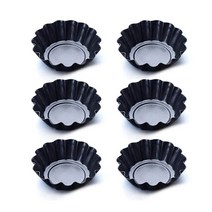 타르트틀 베이킹 몰드 타르트팬 컵케익틀 36 pcs 하이 엔드 재사용 가능한 타트 피리 brioche 팬 미니 타트 컵 케이크머핀푸딩tartlet 용 작은, 블랙 6pcs