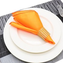 천 린넨 디자인 호텔 재사용 리유저블 냅킨 결혼식 및 레스토랑 용품 10pcs 30x30cm 광장 새틴 테이블 손수건, [04] Coral Orange