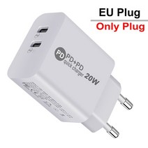 40W 2 포트 듀얼 PD c형 벽 충전기 아이폰 12 13 14 삼성 s20 s22 Utral Htc 샤오미 화웨이용 고속 충전 전원 어댑터, 02 EU Plug