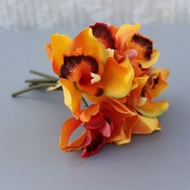 메탈요요 매직요요 고속 금속 요요 7머리 웨딩 장식 결혼 난초 인공 꽃 실크 voilet 신부 부케 홈 인테리어, 03 orange