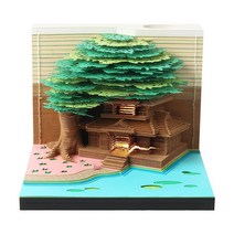 해리포터 호그와트 캐슬 포스트잇 3D 입체 메모지Omoshiroi 3D 노트 디자인 성 동화 메모 패드 스티커 공주, 12 Christmas tree