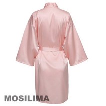 샤워가운 나이트가운 까운 잠옷 긴팔 로브 파티 배스로브 목욕 웨딩 일본옷, XL, 핑크색