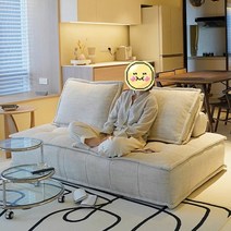 25평형 원형쇼파 곡건형 디자인 대형 거실 수입 모듈, 코튼베이지길이105x너비105x높이34