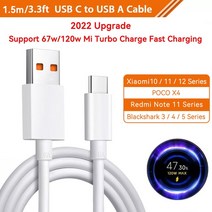 초고속 충전 케이블오리지널 샤오미 Usb c타입 터보 충전 케이블 120w l자형 90 도 6A Mi 12T 프로 1, 07 c to a 1.5m(4.9ft)