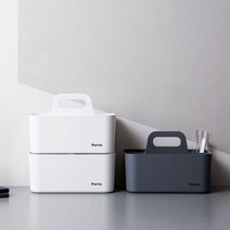 포르타 컴팩트 데스크 오거나이저 연필꽂이 정리함, 스모그(반투명)