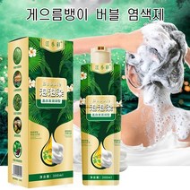 100% 식물성 추출물 흰머리 커버 컬러 버블 염색제 300ml*2, 브라운