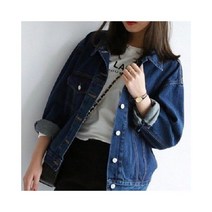 봄 코튼 크롭 숏 데님 포켓 캐주얼 카라 자켓 Jeans Jacket Women NEW Autumn Coat Vintage Loose Denim Outerwear Chic Ladi