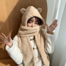 곰인형 목도리 모자 겨울 여성 털모자 넥 워머 머플러