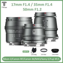 휴대폰렌즈 스마트폰 아이폰 망원 광각 매크로 렌즈 TTArtisan 17mm F14 35mm 50mm F12 APSC 수동 초점 티타늄 그레이 초상화 사진 Sony E Fuji, 없음, 35mm F1.4+Canon EF-M+Black