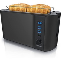 Arendo 아렌도 스테인리스 스틸 토스터 4구 롱 슬롯 1500W 4종컬러, 블랙