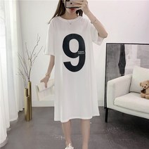 흰색라운드티셔츠 키치한 화이트 반팔원피스 힙랩 롱 여성 호피 플라워 프린팅 실내 빈백 1927855629