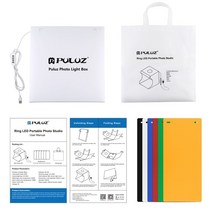 스튜디오 박스 포토부스 자연광조명 배경지거치대 PULUZ-31x31cm USB 휴대용 조명 상자 밝은 원형 LED 및 6, 01 31x31cm
