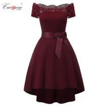 봄여름 여성복 일자 어깨 레이스 조립 공단 칵테일 파티 드레스 무도회 들러리 원피스