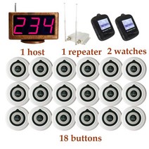 푸드 트럭 스낵카 레스토랑 Hookah Buzzer 1 호스트 + 리피터 향상된 앰프 2 방수 시계 18 버튼 식품 코트 교회 카페, UK, 01 black white