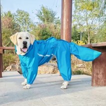 강아지 비옷 강아지 가방 네발 애완 동물 변목 금털 래브라도 대형견 호우방지 업체, 남색 수컷, S(7-11근)