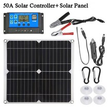 태양광 충전기 패널 100w 태양 전지 패널 키트 완전한 듀얼 12v5v usb 10-60a 컨트롤러 자동차 요트 rv 전화 배터리 충전기에 대 한 휴대용 태양 광 발전기, 100w-50a 컨트롤러