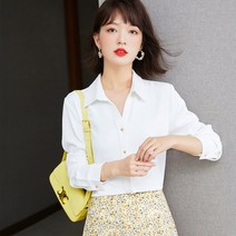 가을 브이넥 화이트 셔츠 여 디자인 소탈한 아우터 코디
