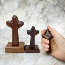 고급원목 탁상 휴대용 기도손 십자가 싯딤나무, 기도손십자가-체리
