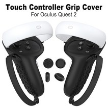 입체안경 영화게임3d Hundai new vr 액세서리 oculus quest 2 vr 터치 컨트롤러 용 보호 커버 너클이있는 실리콘 커버 스킨 핸들 그립, 블랙