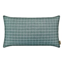 [데코벨] 코튼 모던체크 직사각 쿠션 (30x50) 솜포함, 블루