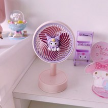 3엽 USB충전식 탁상 스탠드 미니팬 선풍기 쿠로미 마이멜로디 시나모롤 폼폼푸린 페이스 캐릭터 무선 저소음 선물용 사무실 원룸 자습실 3단 바람 수동 각도 조절가능, 4번 색상-쿠로미, 탁상 거치형 미니팬