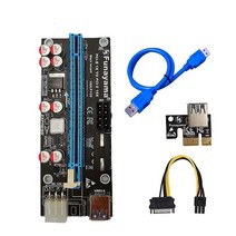 Funayama PCIE 라이저 GPU PCI-E 라이저 카드 PCIe 1x to 16x USB 3.0 데이터 케이블 비트코인 마이닝 업그레이드된 그래픽 확장 파워 어댑터 카드