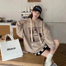 위위브렌 여성용 추동 헐렁하다 레터링 프린팅 후드티