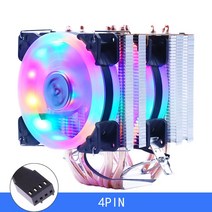 쿨링팬 LED RGB 케이스 쿨러 인텔 LGA-1700 3 핀 4 PWM Icebound 용 6 히트 파이프 냉각 팬 Cpu 프로세서 X99 2011 AMD-AM4, 04 LGA 1700, 07 2 FAN 4PIN WITH LAMP