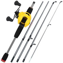 낚싯대 및 릴 세트 세트 17 1BB 고속 7.1:1 및 5 섹션 초경량 탄소 섬유 주조대 낚시 키트, 1.7M 및 왼손, 노란색