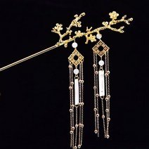 중국 민족 고대 머리핀 모자를 쓰고 있죠 Hanfu 술 공주 단계 흔들어 특성 나무 컬러 유약, 25 25Golden Branch