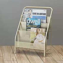 신문지 가판대 미용실 병원 잡지꽂이 철제 전면 책장, 골드(M)