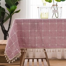 증익 Mar.03 1번 북유럽 식탁 모던 심플 패브릭 ins 식탁보 소파 테이블 일식풋풋한 방수 테이블 보 면 마 직사각형Z, 130*200cm, [방수] 자수 십자 수술 식탁보 - 핑크