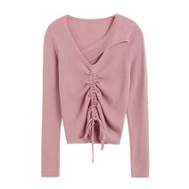 자라 ZARA 스타일 니트스웨터 슬림 풀오버 긴팔 펀칭 넥 스트링 끈니트 여8color