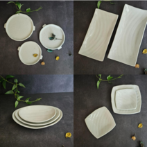 여주 도자기 플레이팅 반찬 접시 찬기 그릇 식기 세트, 2.직사각접시(소), 1개