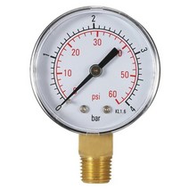압력 게이지 에어 유압 수압 측정기 50mm 계 풀 필터 다이얼 계 manometre pression 14quot bspt 스레드 060psi 04bar, 검은색