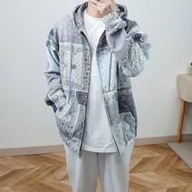 WOWayo 남녀공용 오버핏 페이즐리 투웨이 후드 집업 점퍼 2color