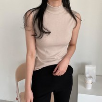 쫀쫀 촉촉 소프트 스판 반목 민소매 나시 니트티